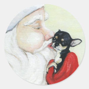 Weihnachtskuss für Chihuahua-Art-Sticker Runder Aufkleber