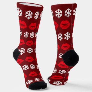Weihnachtsküsse und Schneeflocken Niedlich Socken
