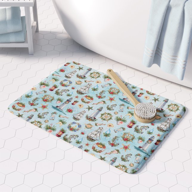 Weihnachtsküste Leuchtturmschiff Badematte (Von Creator hochgeladen)