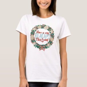 Weihnachtsküste Muschel Wreath - Grün T-Shirt