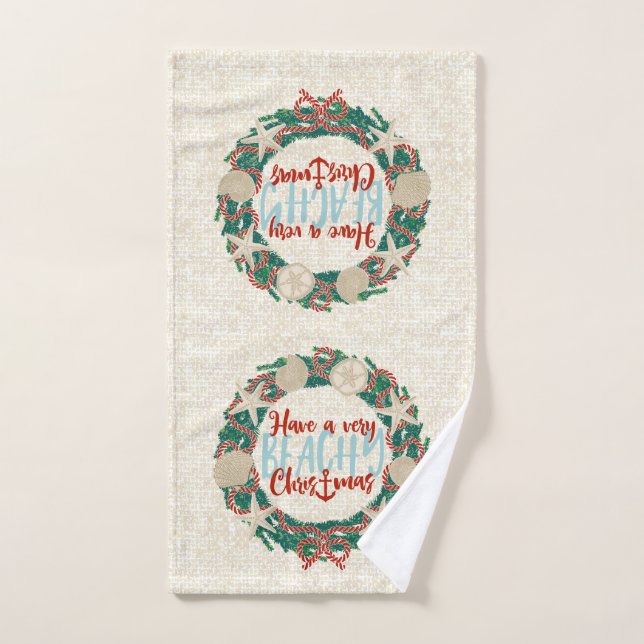 Weihnachtsküste Tropische Muschel Wreath - Rot Handtuch (Handtuch)
