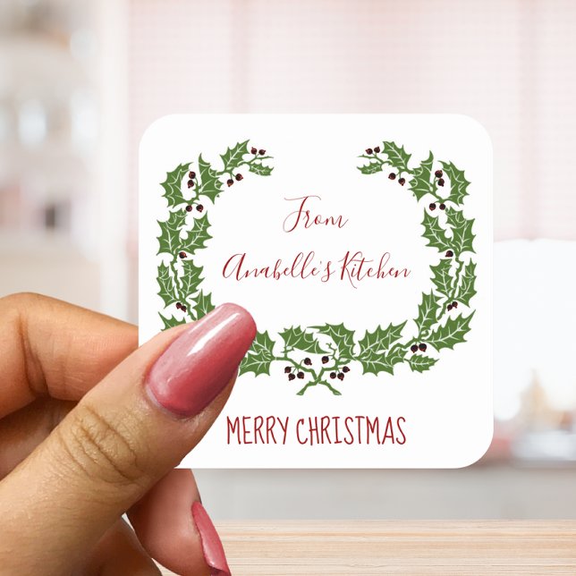 Weihnachtslabel Frohe Weihnachtsbäckerei Quadratischer Aufkleber (Von Creator hochgeladen)