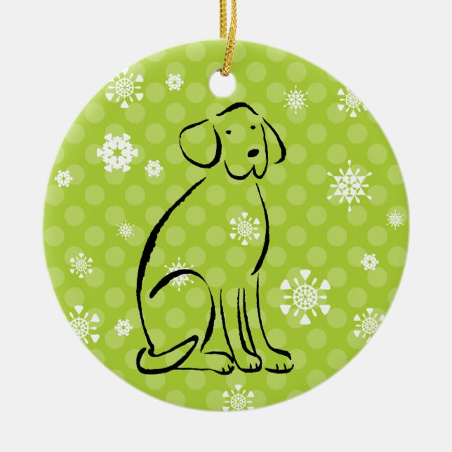 Weihnachtslabrador-Kunst addieren Namen Keramik Ornament (Vorne)