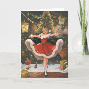 Weihnachtslachen und -freude Vintage-Weihnachtskar Dankeskarte