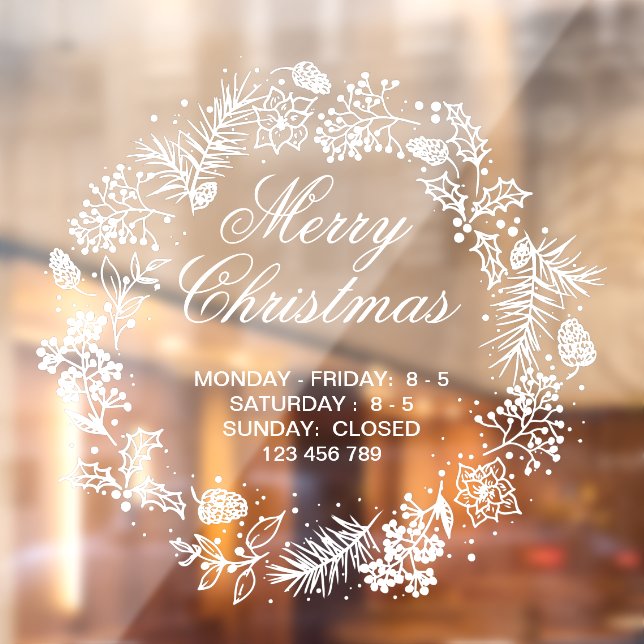 Weihnachtsladen Dekoration Feiertag Saison Weiß  Fensteraufkleber (Blatt 2)