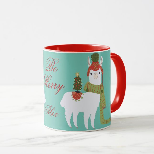 Weihnachtslama-Gewohnheit Tasse (VorderseiteRechts)