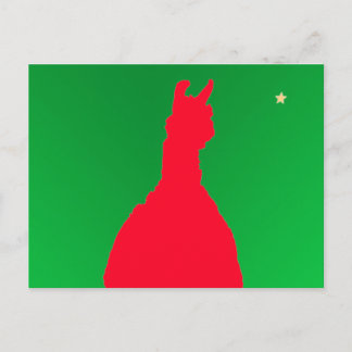 Weihnachtslama: Lama in rotem w-Grün - Stern Feiertagspostkarte