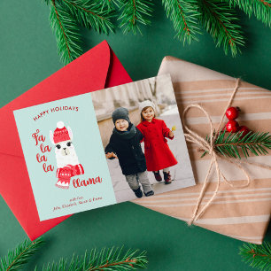 Weihnachtslama mit individuellem Foto Feiertagskarte