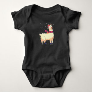 Weihnachtslama mit Weihnachtsmannmütze Geschenk fü Baby Strampler