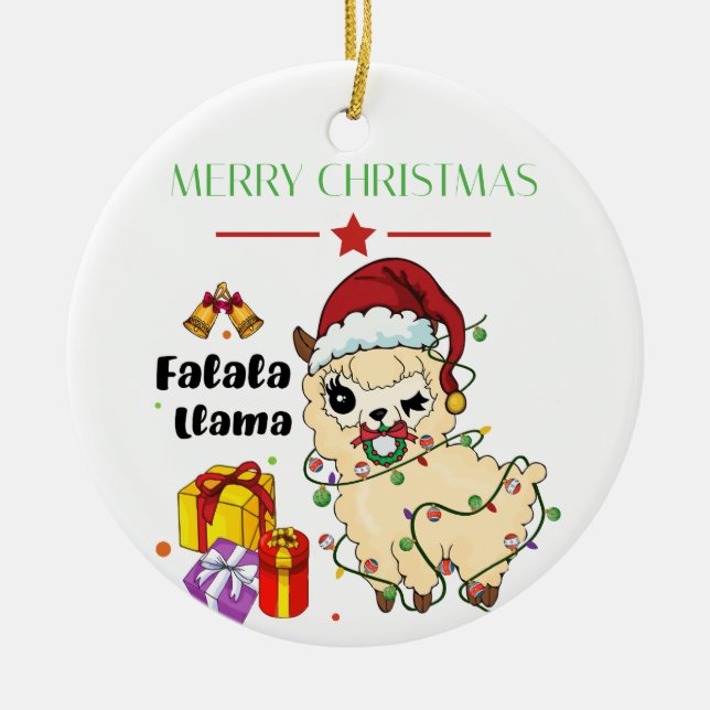 Weihnachtslama-Ornament Keramik Ornament (Vorne)