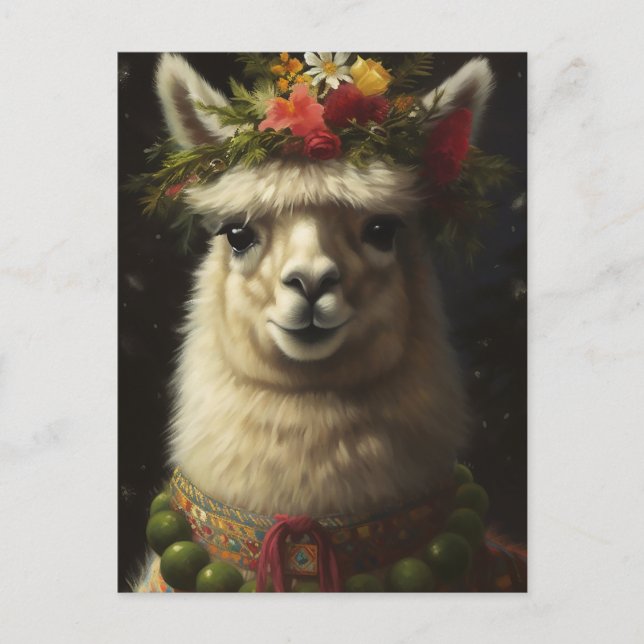 Weihnachtslama Postkarte (Vorderseite)