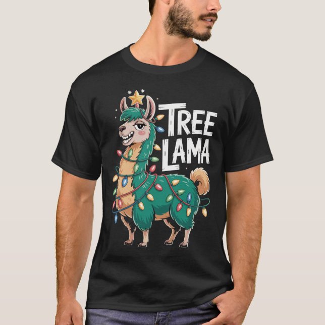 Weihnachtslama T-Shirt – Witziges Tree Lama (Vorderseite)