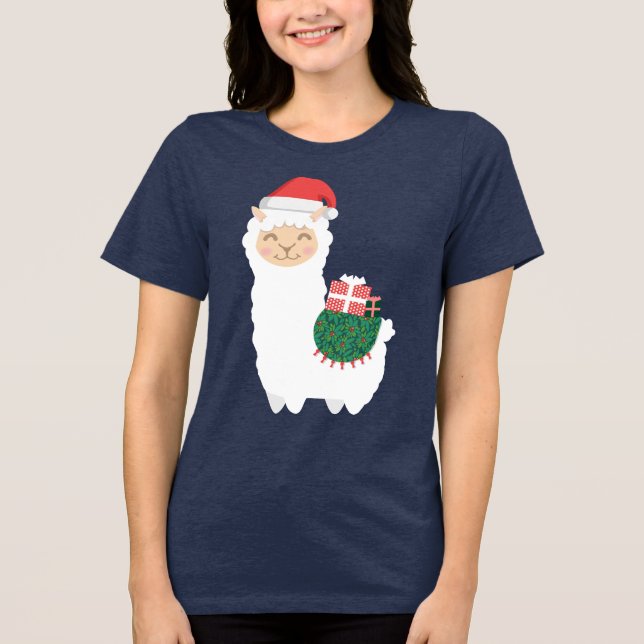 Weihnachtslama Tri-Blend Shirt (Vorderseite)
