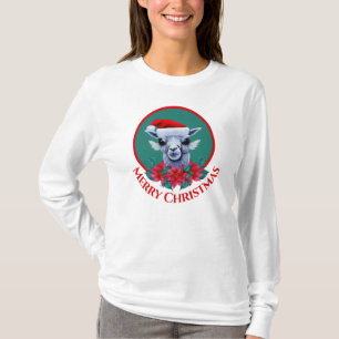 Weihnachtslama und Kranz mit dem T-Shi der Textfra T-Shirt