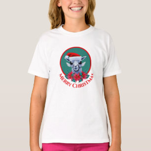 Weihnachtslama und Kranz mit T-Shir von Text Girl T-Shirt