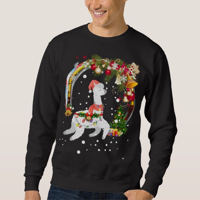 Weihnachtslama Weihnachtsmannmütze Ugly Xmas Tree  Sweatshirt (Vorderseite)
