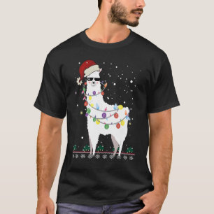 Weihnachtslama Weihnachtsmannmütze Ugly Xmas Tree T-Shirt