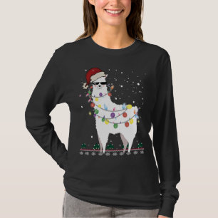 Weihnachtslama Weihnachtsmannmütze Ugly Xmas Tree  T-Shirt