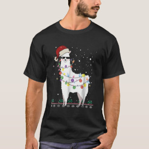 Weihnachtslama Weihnachtsmannmütze Ugly Xmas Tree  T-Shirt