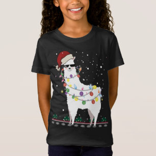 Weihnachtslama Weihnachtsmannmütze Ugly Xmas Tree  T-Shirt