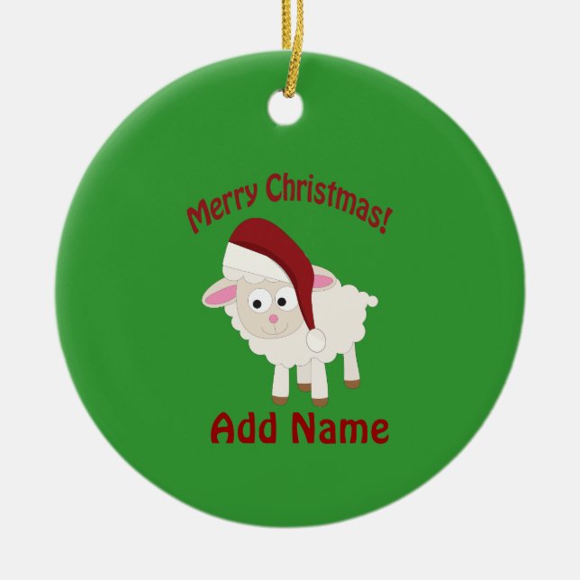Weihnachtslamm individuell anpassbar keramikornament (Vorne)