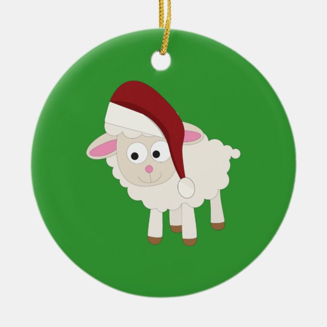 Weihnachtslamm Keramik Ornament (Vorne)