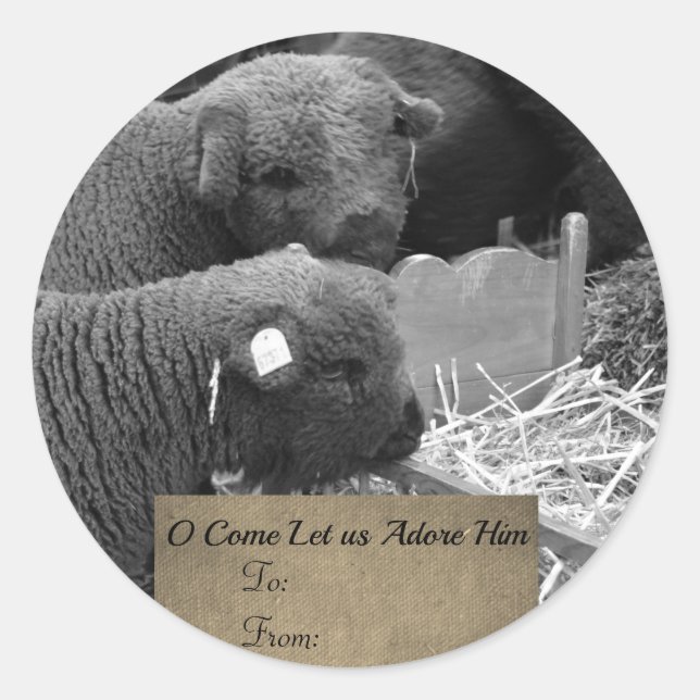 Weihnachtslammen-Label Runder Aufkleber (Vorderseite)