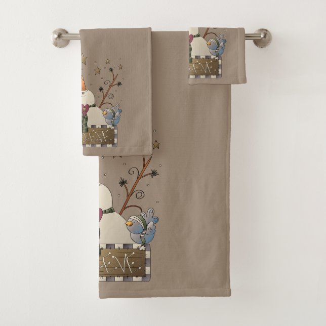 Weihnachtsland Glaube Schneemann Badhandtuch Set (Insitu)