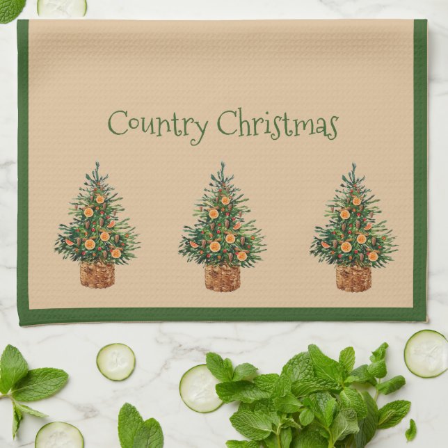 Weihnachtsland Vintage Typografie Geschirrtuch (Gefaltet)