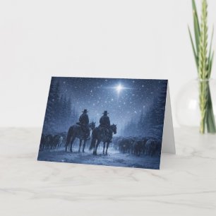 Weihnachtsland Western Cowboy Nordstern Rindvieh Karte