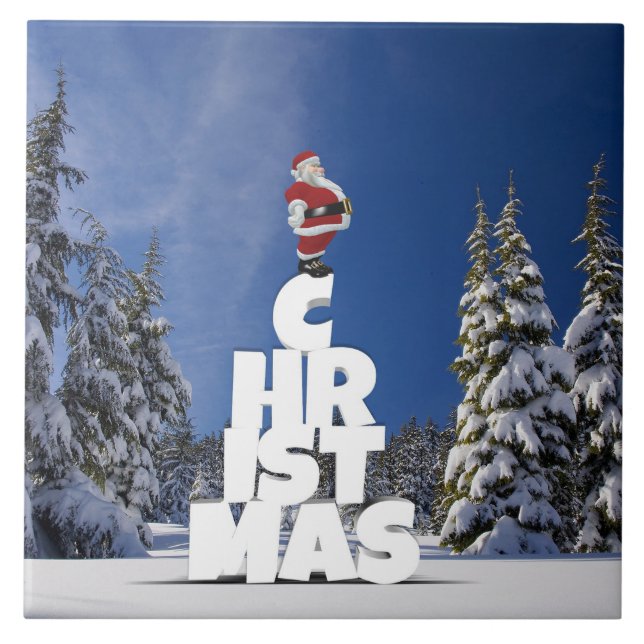 Weihnachtslandschaft Fliese (Vorderseite)