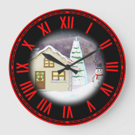 Weihnachtslandschaft Große Wanduhr