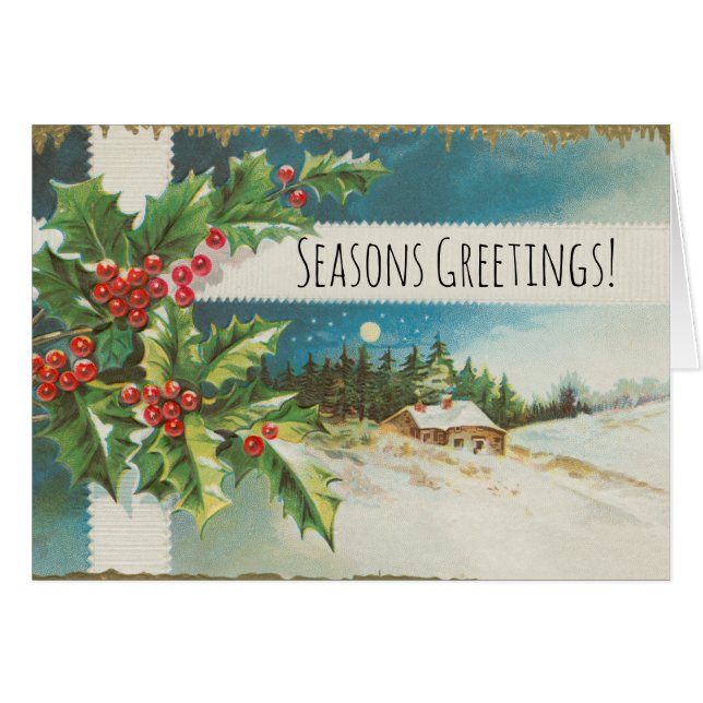 Weihnachtslandschaft Holly Snow Winter (Vorderseite (Horizontal))