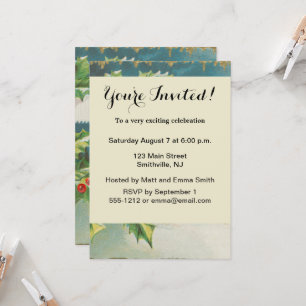 Weihnachtslandschaft Holly Snow Winter Einladung