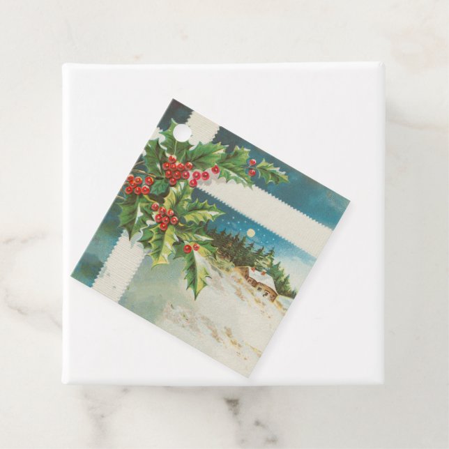 Weihnachtslandschaft Holly Snow Winter Geschenkanhänger (Beispiel)