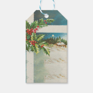 Weihnachtslandschaft Holly Snow Winter Geschenkanhänger