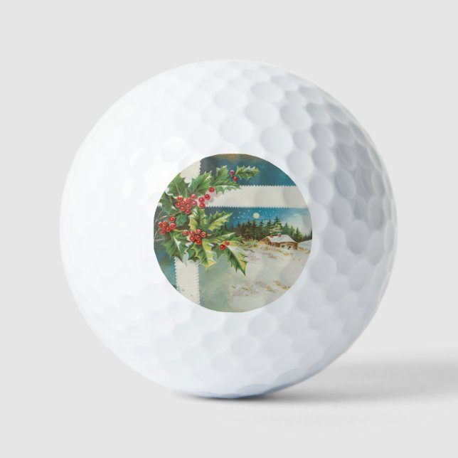 Weihnachtslandschaft Holly Snow Winter Golfball (Vorderseite)