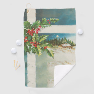 Weihnachtslandschaft Holly Snow Winter Golfhandtuch