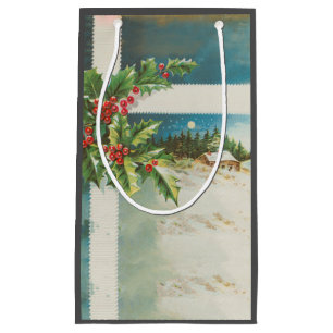 Weihnachtslandschaft Holly Snow Winter Kleine Geschenktüte