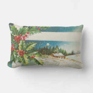 Weihnachtslandschaft Holly Snow Winter Lendenkissen