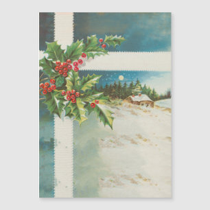Weihnachtslandschaft Holly Snow Winter Magnetkarte
