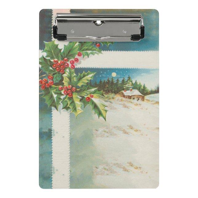 Weihnachtslandschaft Holly Snow Winter Mini Klemmbrett (Vorderseite)