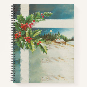 Weihnachtslandschaft Holly Snow Winter Notizbuch