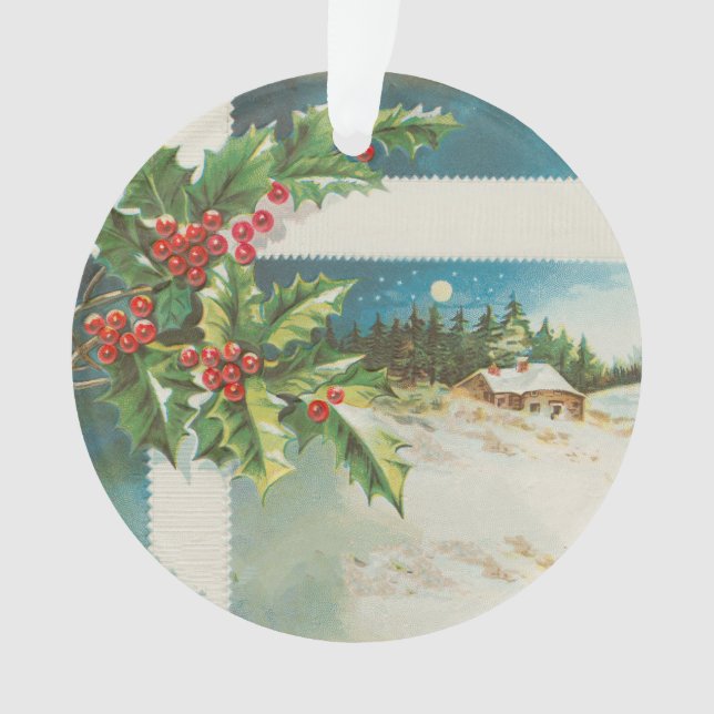 Weihnachtslandschaft Holly Snow Winter Ornament (Vorderseite)