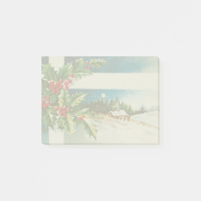 Weihnachtslandschaft Holly Snow Winter Post-it Klebezettel (Vorderseite)