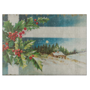 Weihnachtslandschaft Holly Snow Winter Schneidebrett