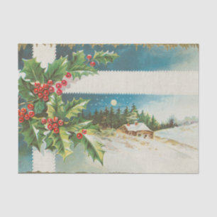 Weihnachtslandschaft Holly Snow Winter Seidenpapier