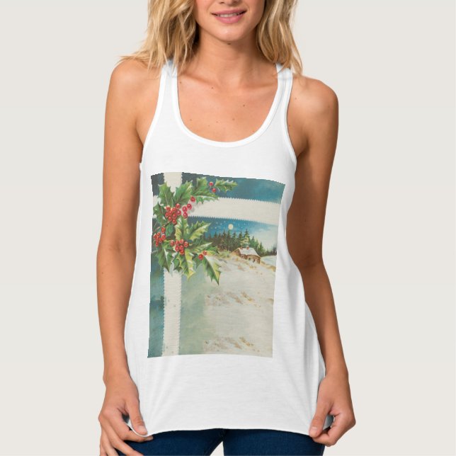 Weihnachtslandschaft Holly Snow Winter Tank Top (Vorderseite)