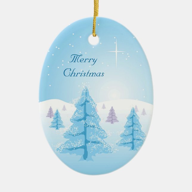 Weihnachtslandschaft Keramikornament (Vorne)