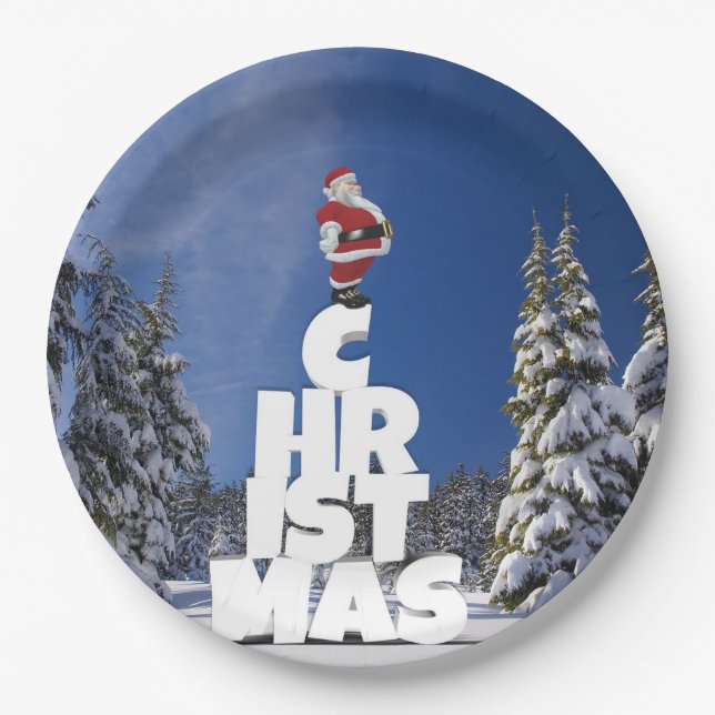 Weihnachtslandschaft Pappteller (Vorderseite)
